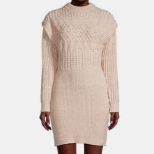 MinkPink NWT Chic Beige Fall Winter Cable Knit Sweater Dress (Size XS)